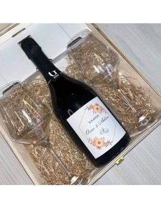 CONFEZIONE REGALO PROSECCO E CALICI PERSONALIZZATI