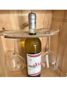 PORTA BOTTIGLIE DI VINO E CALICI IN LEGNO PERSONALIZZATO