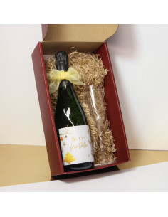 CONFEZIONE REGALO CHAMPAGNE E FLUTE PERSONALIZZATI