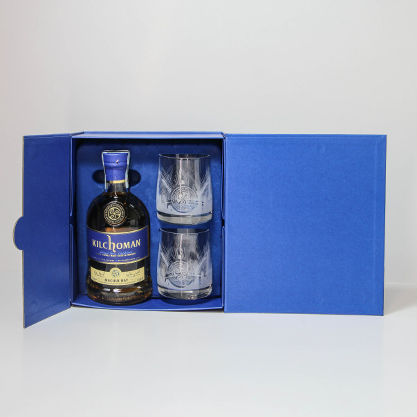 COFANETTO REGALO WHISKY MACHIR BAY KILCHOMAN CON DUE BICCHIERI