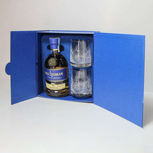 COFANETTO REGALO WHISKY MACHIR BAY KILCHOMAN CON DUE BICCHIERI